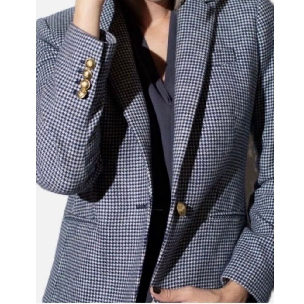 J. Crew Campbell Wool Houndstooth Blazer Jacket sz 2 EUC